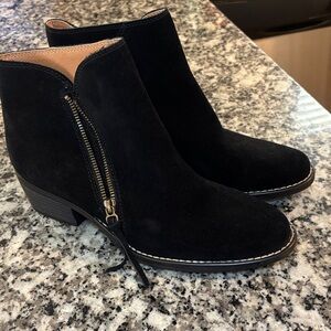 White Mountain Black Suede Side-Zip Ankle Booties